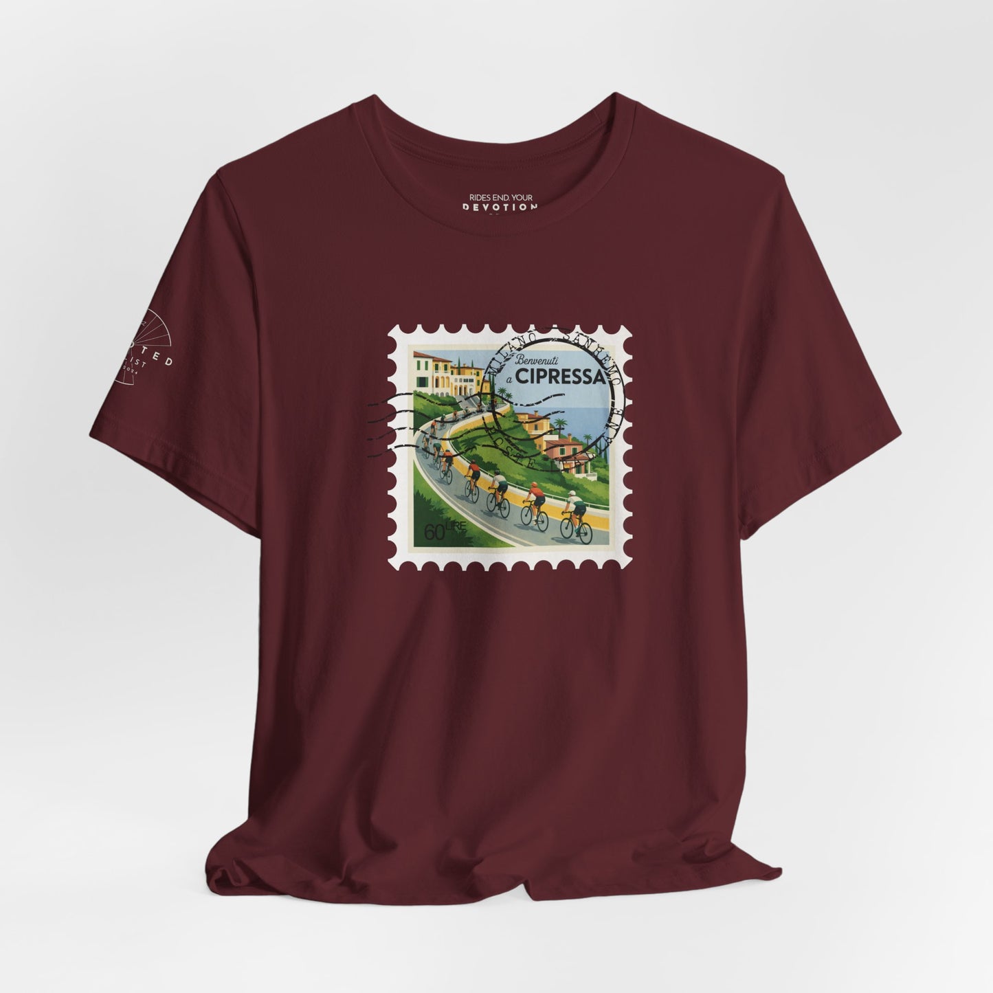 Milan-Sanremo Cipressa classic cut cycling t-shirt - The Devoted Cyclist