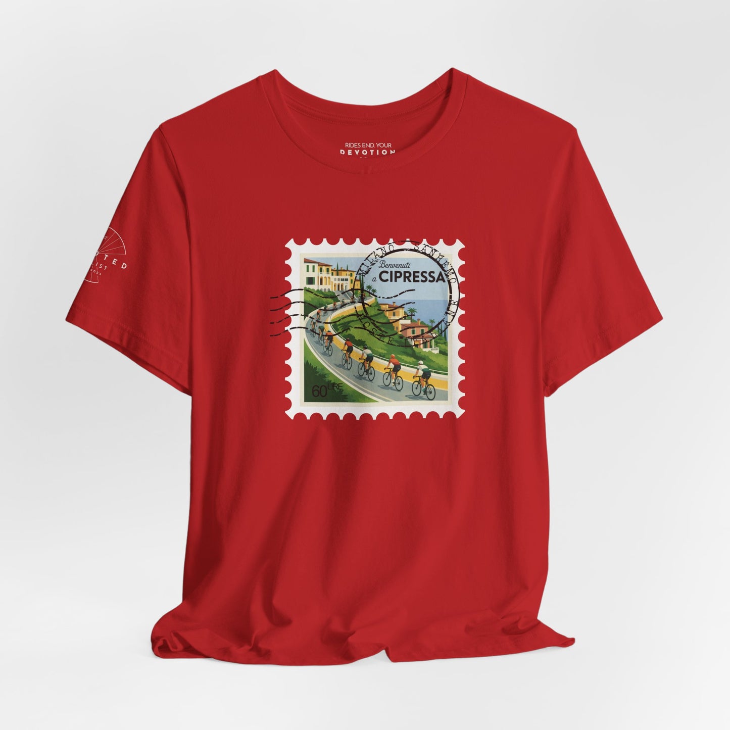 Milan-Sanremo Cipressa classic cut cycling t-shirt - The Devoted Cyclist