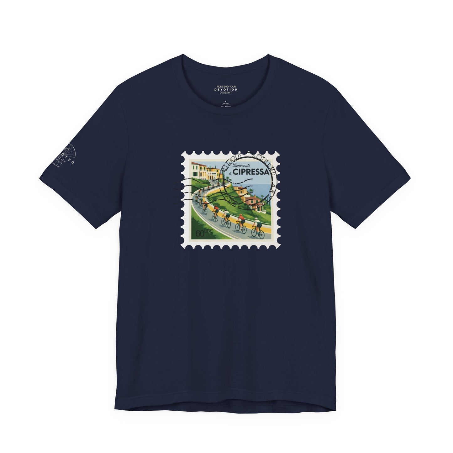 Milan-Sanremo Cipressa classic cut cycling t-shirt - The Devoted Cyclist