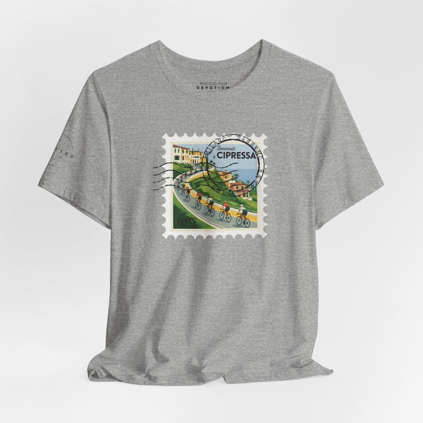 Milan-Sanremo Cipressa classic cut cycling t-shirt - The Devoted Cyclist