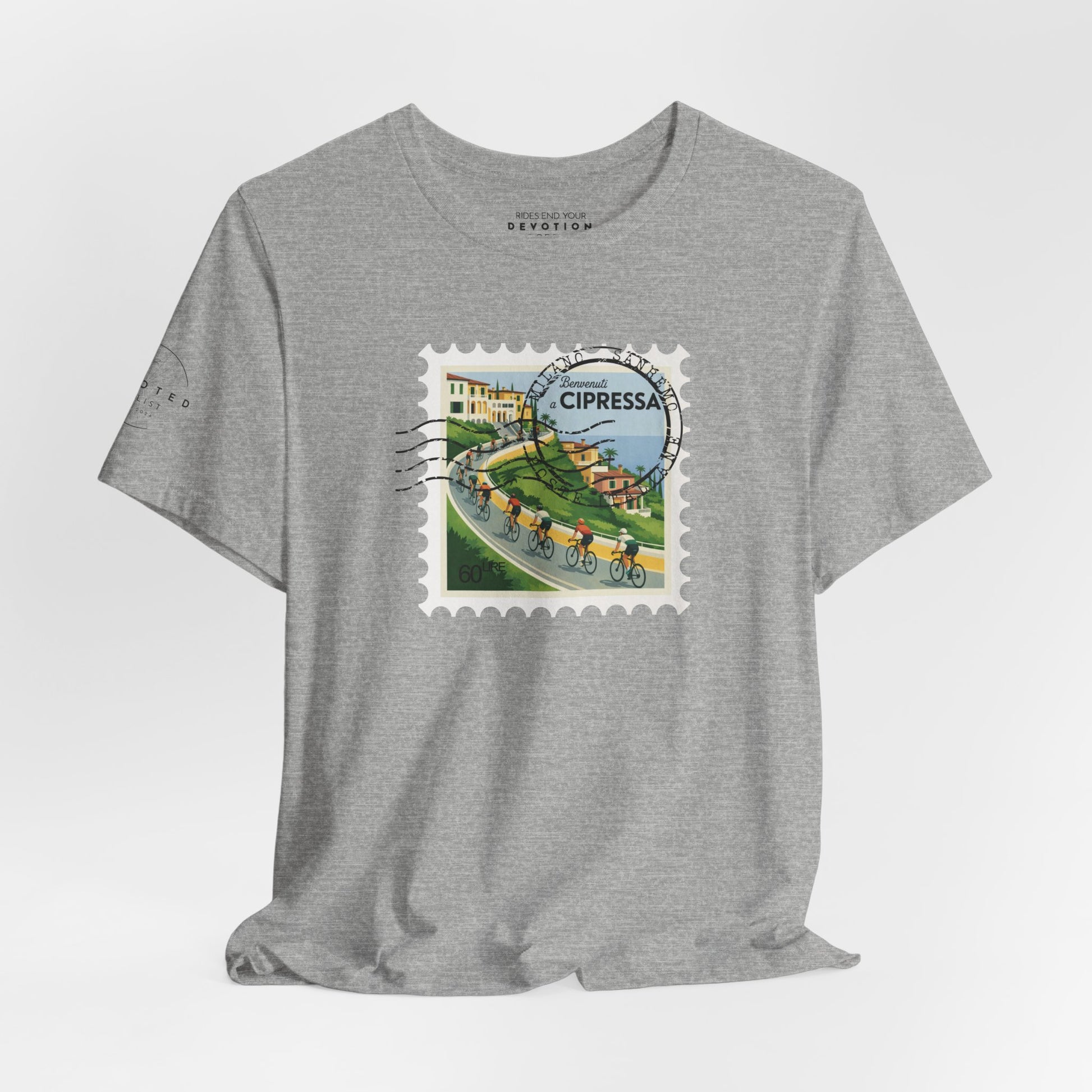 Milan-Sanremo Cipressa classic cut cycling t-shirt - The Devoted Cyclist