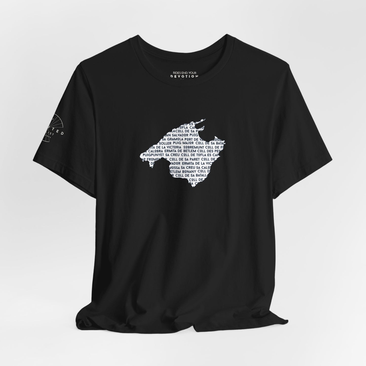 Mallorca climbs silhouette classic cut cycling t-shirt - The Devoted Cyclist