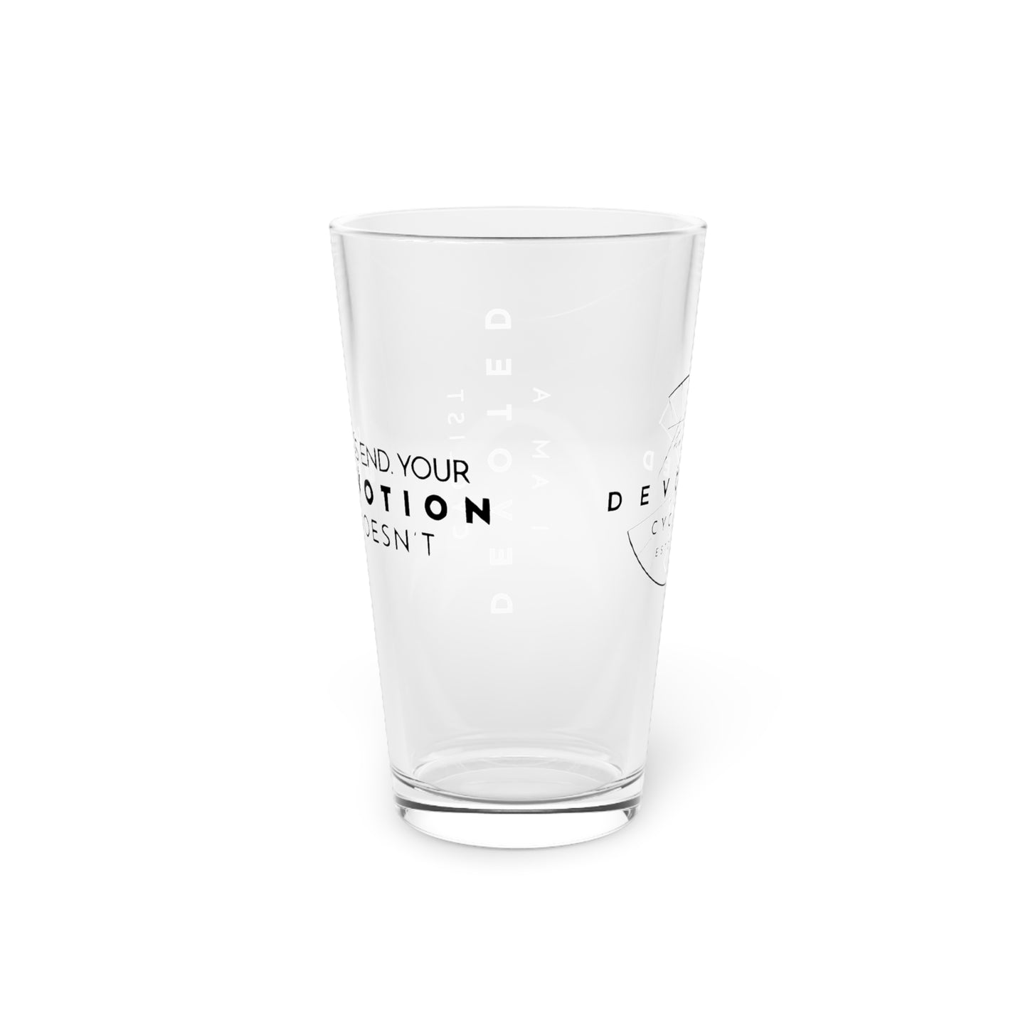 The Devoted Cyclist 16oz Pint Glass ‚-Minimalist Beer & Drinkware for Cyclists