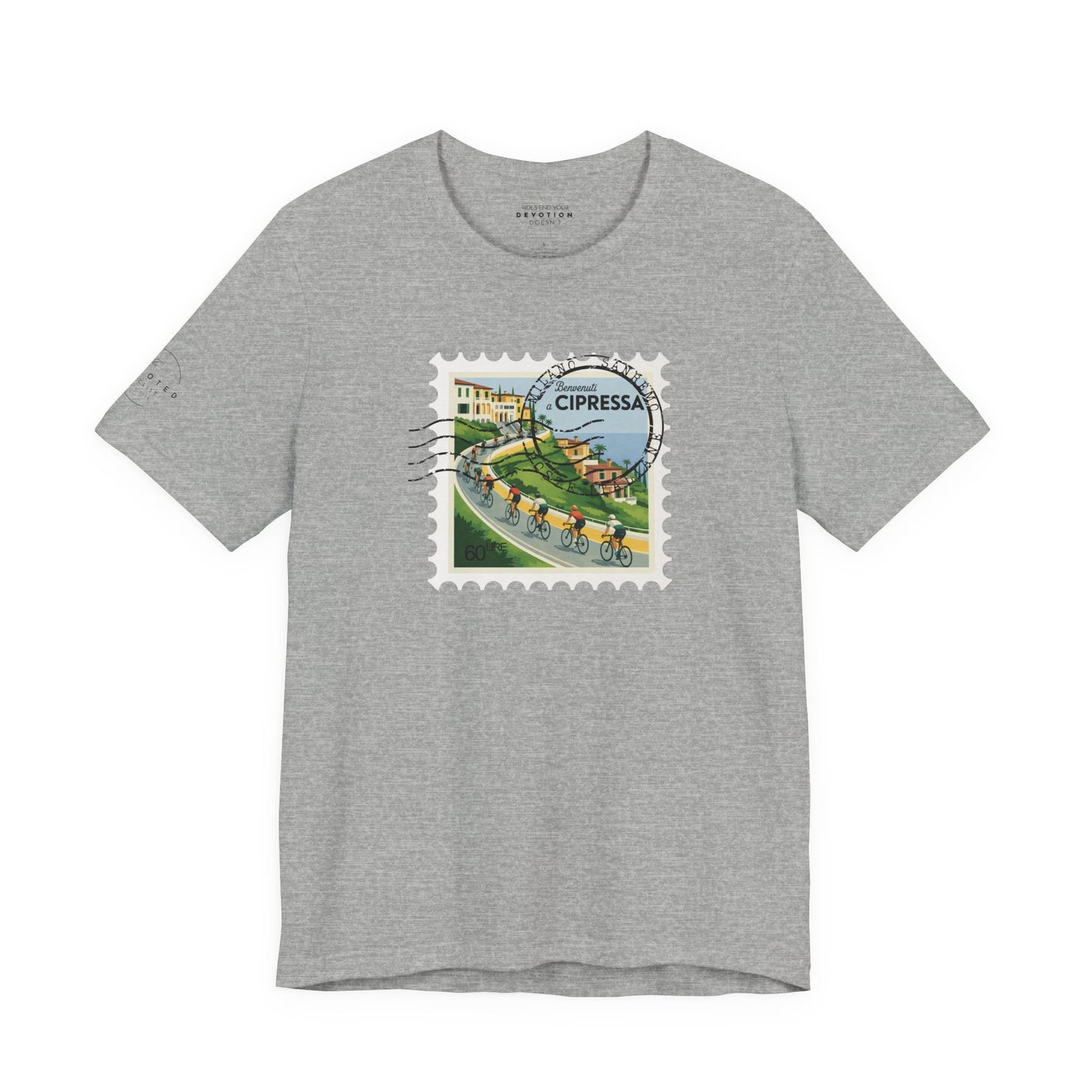 Milan-Sanremo Cipressa classic cut cycling t-shirt - The Devoted Cyclist