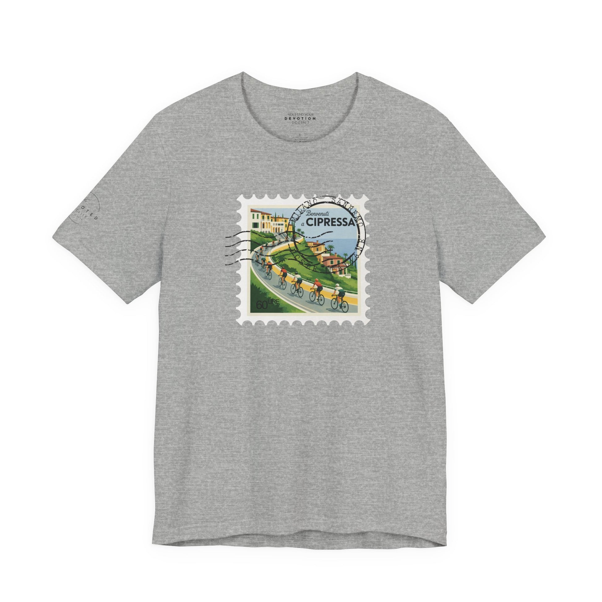 Milan-Sanremo Cipressa classic cut cycling t-shirt - The Devoted Cyclist