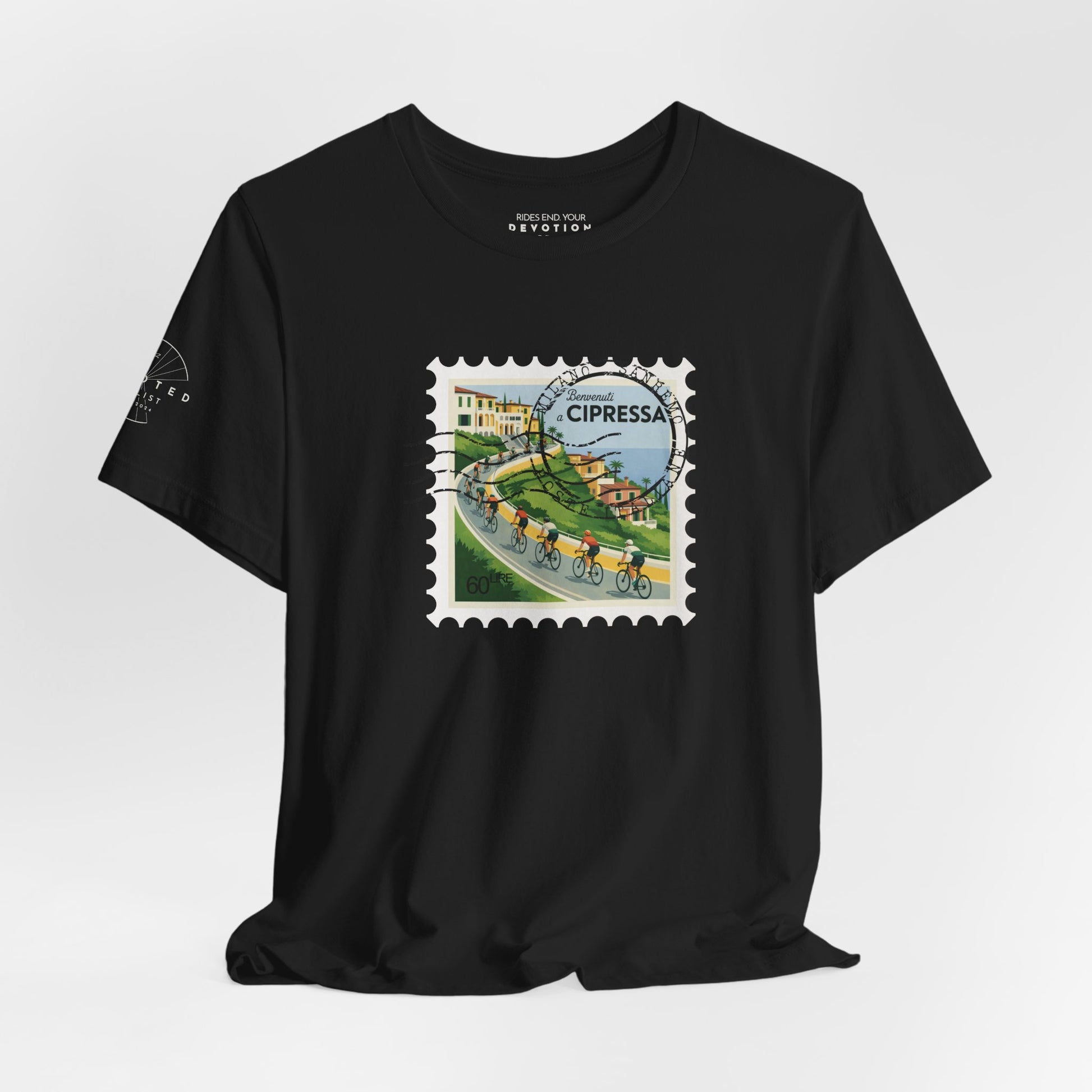 Milan-Sanremo Cipressa classic cut cycling t-shirt - The Devoted Cyclist