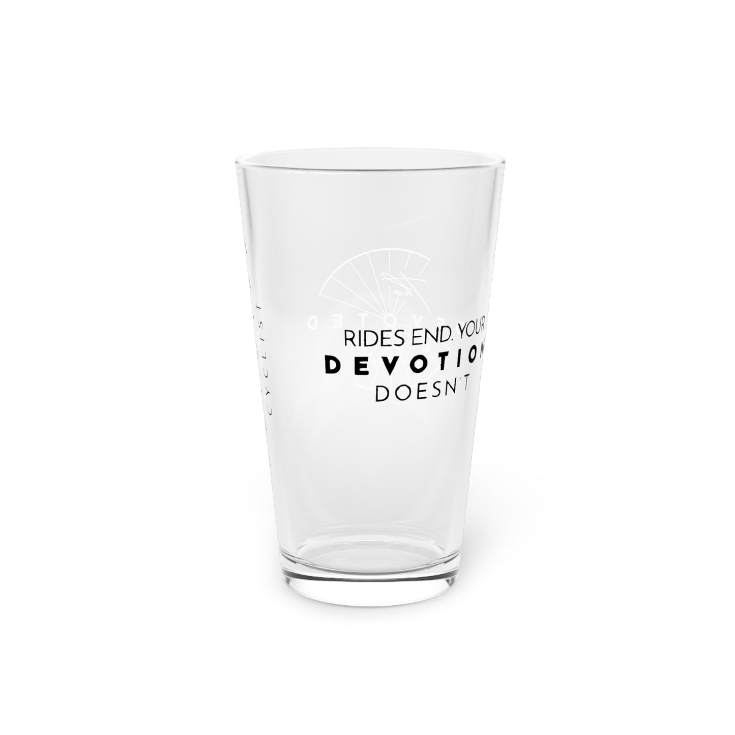 The Devoted Cyclist 16oz Pint Glass ‚-Minimalist Beer & Drinkware for Cyclists