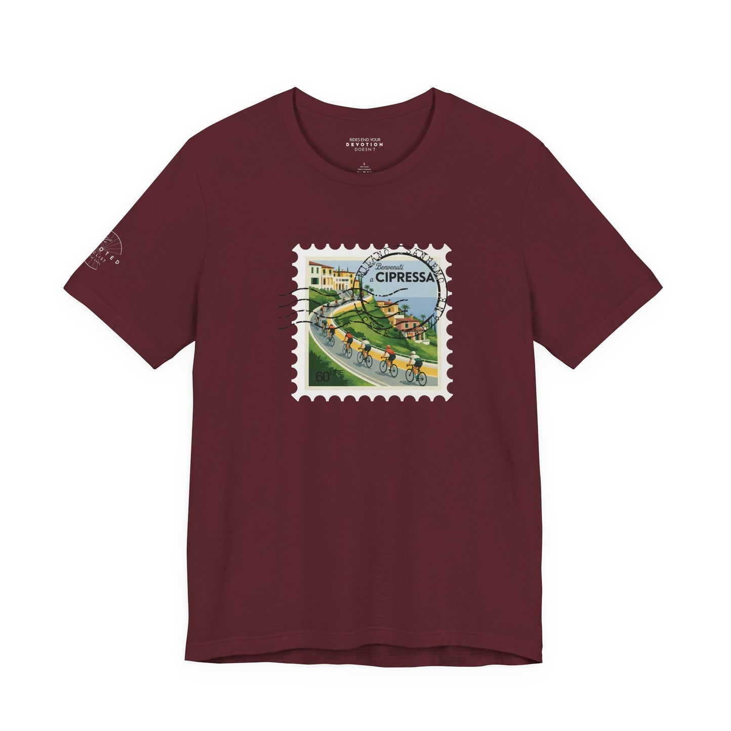 Milan-Sanremo Cipressa classic cut cycling t-shirt - The Devoted Cyclist