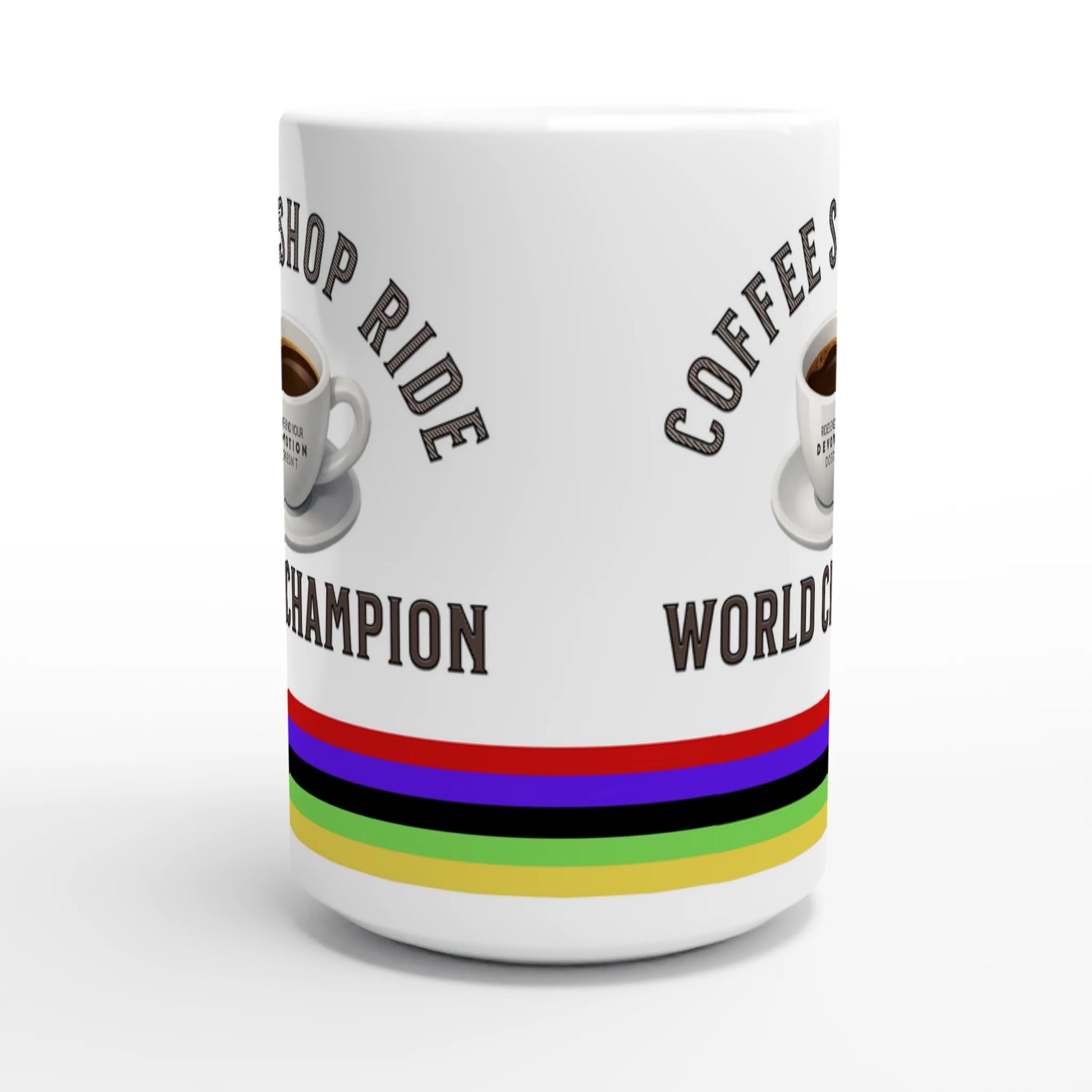Coffee Shop Ride World Champion ceramic mug 15oz - The Devoted Cyclist