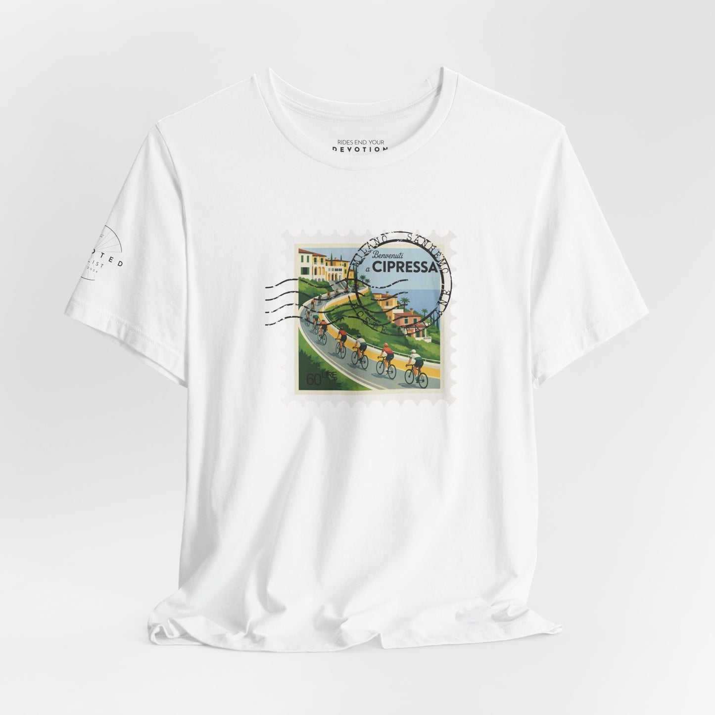 Milan-Sanremo Cipressa classic cut cycling t-shirt - The Devoted Cyclist