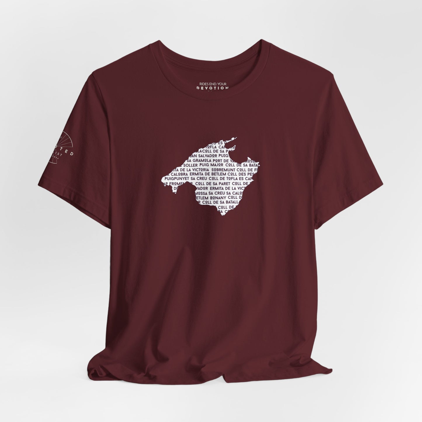 Mallorca climbs silhouette classic cut cycling t-shirt - The Devoted Cyclist