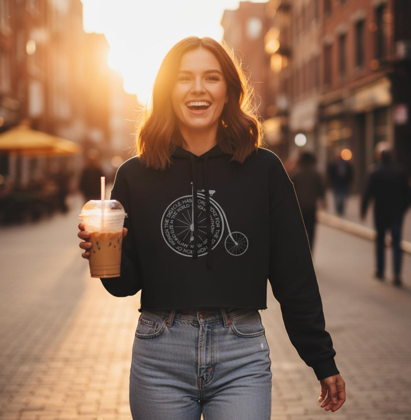 1896 Ticket to Freedom women's cropped cycling hoodie - The Devoted Cyclist