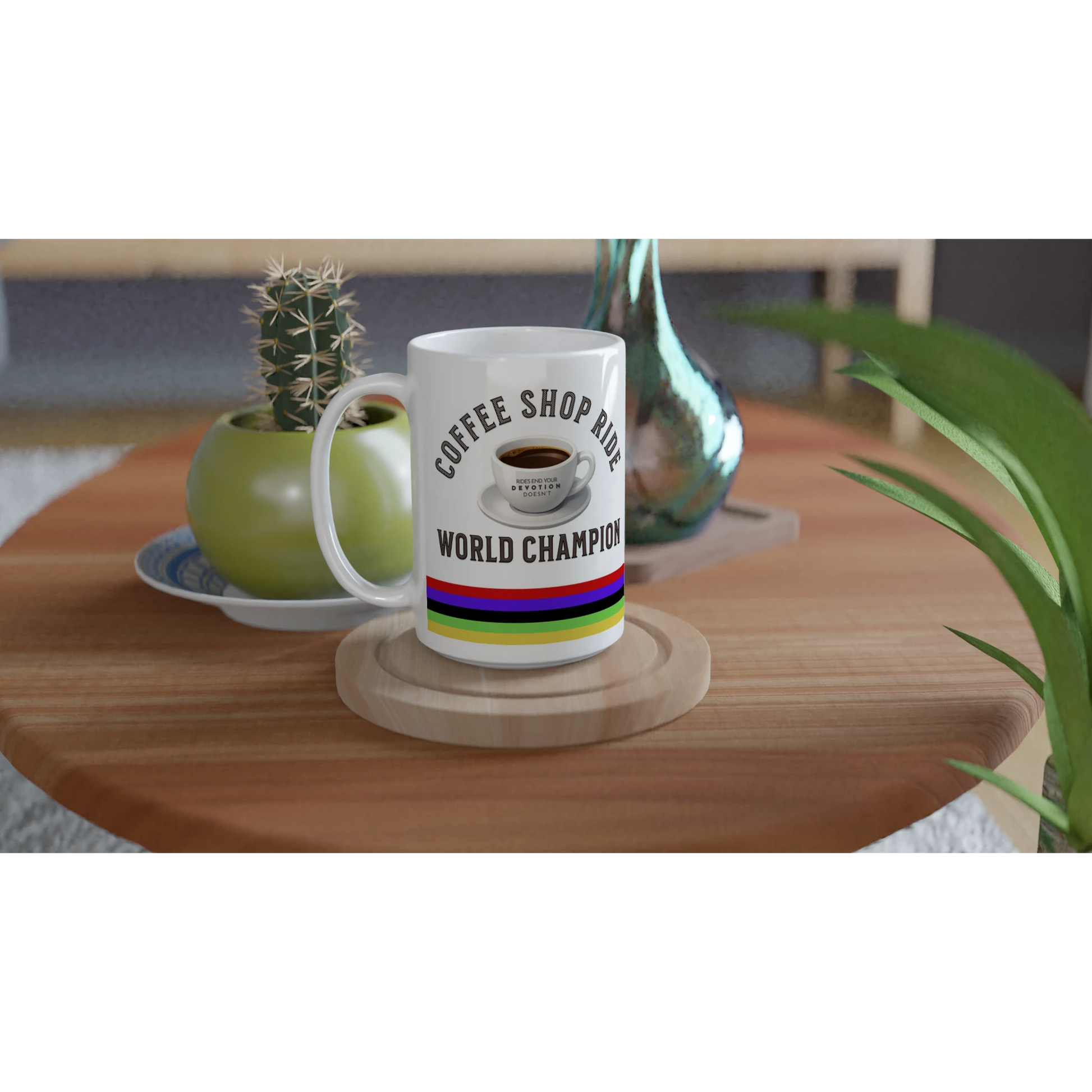 Coffee Shop Ride World Champion ceramic mug 15oz - The Devoted Cyclist